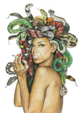medusa art print, medusa poster, original artwork, gorgon art, feminist art, snake hair