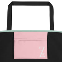 large pink interior tote bag pocket with Liana Z. Weber logo on bottom right corner