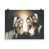 smoking nuns poster, nuns smoking wall art, funny nun poster, nun art, nun smoking weed, catholic satire,
